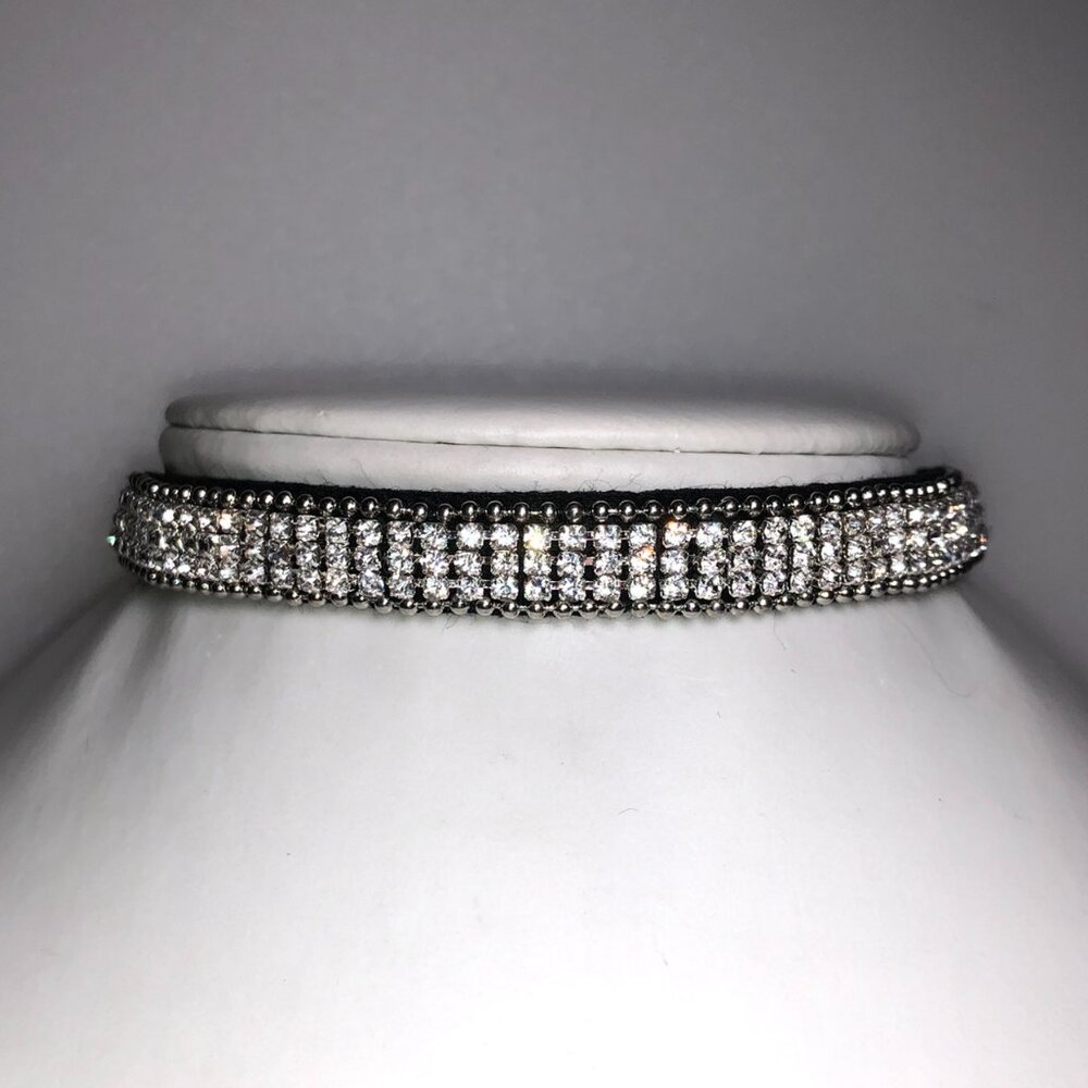 Amrita Black Fabric Crystal Choker Necklace
